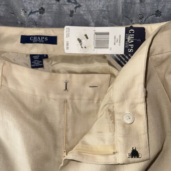 NWT Chaps Women 100% Linen Lined Chino Pants Size 8 Beige Pockets Office Career - Picture 6 of 8